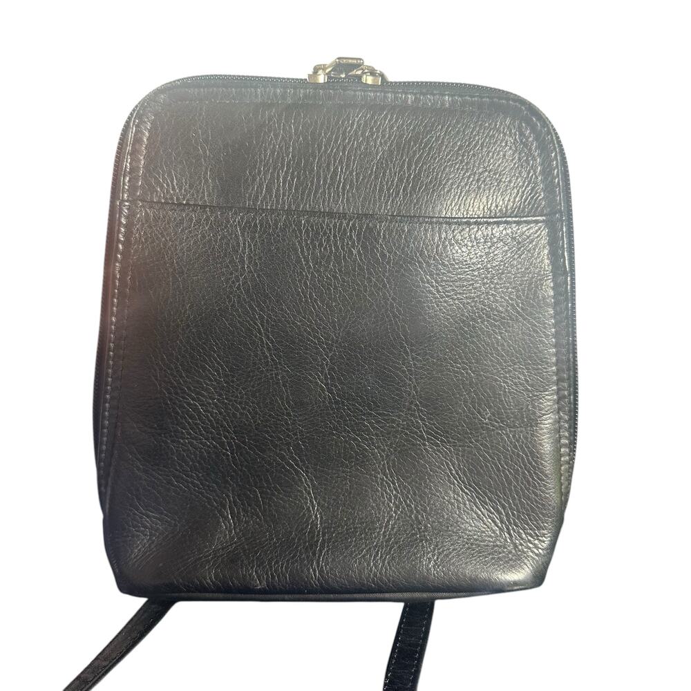 Le Donne Leather Black Crossbody Bag Minimalist Leather Sling Purse small